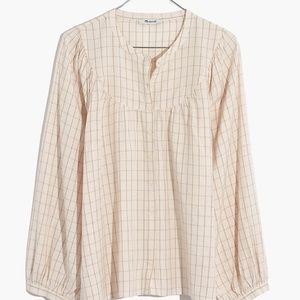MADEWELL Balloon-Sleeve Peasant Top in Windowpane